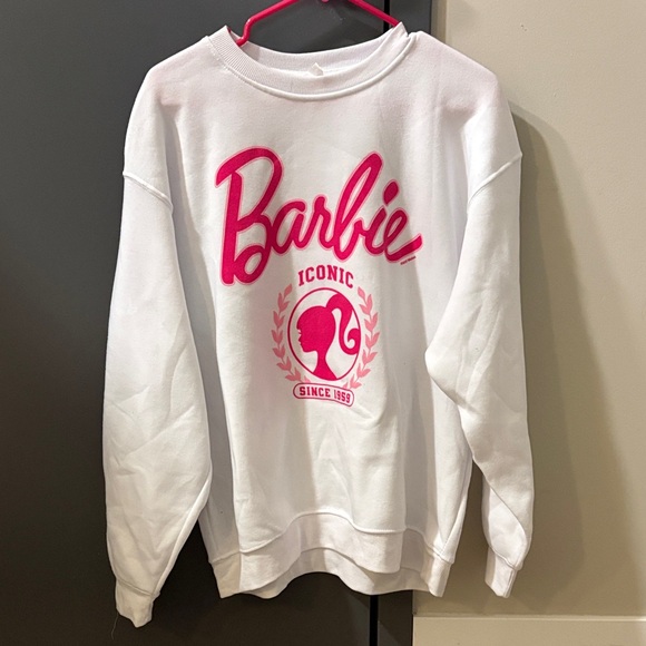 Barbie Sweaters - Barbie White Sweatshirt with Pink Logo